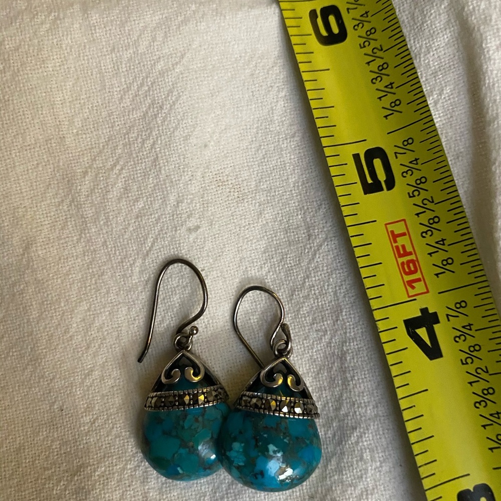 Turquoise and marcasite and silver earrings